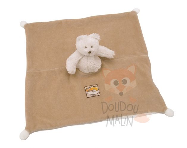  basile et lola plat carré beige blanc ours 